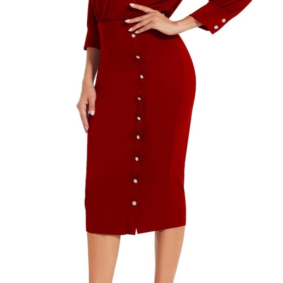 🌹🆕 Elegant Red Off-Shoulder One Shoulder Dress Small Christmas dress - Picture 3 of 8